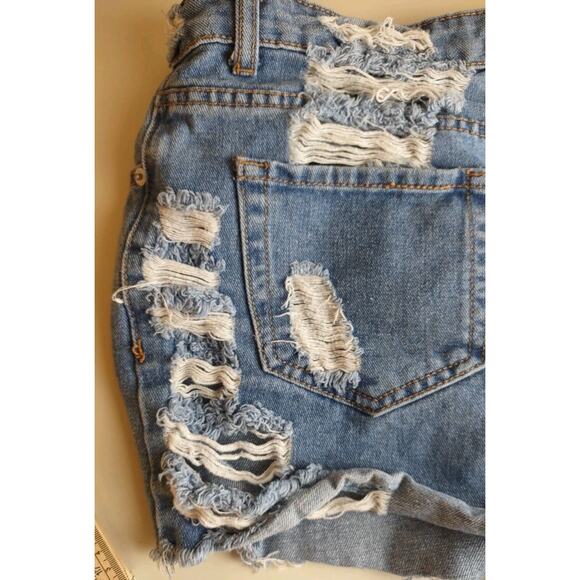 Mele Pere Booty Jean Shorts Woman M - Cut Offs Grunge Destroyed Distressed Denim - Picture 9 of 12